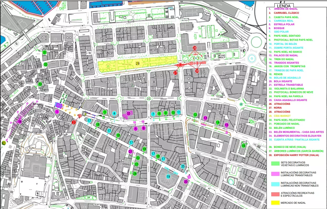 mapa de vigo en navidad